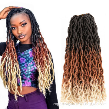 Wholesale Wavy Gypsy Locs Crochet Hair Extensions Ombre Color Pre-looped Curly Gypsy Locks Braiding Hair Synthetic Fiber Locks